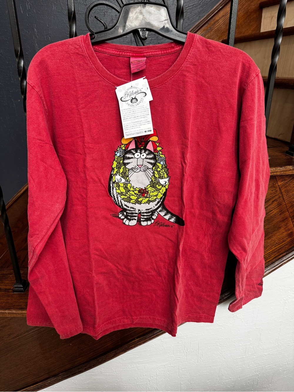 NEW NWT XXL B. Kliban Cat Christmas Wreath Red Crazy Shirts Hawaii
